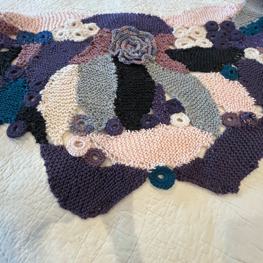 Multicolor Knit Patchwork Blanket - image 2